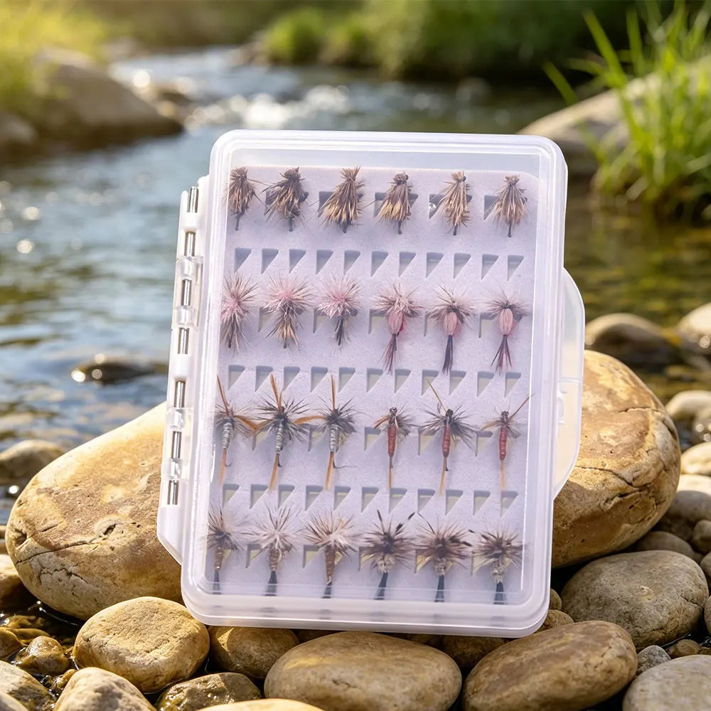 24pcs Dry Flies Set #14 Parachute Adams Dry Fly Elk Hair Caddis Dry Fly Red Humpy Dry Flies Kit Trout Grayling Fishing Lures