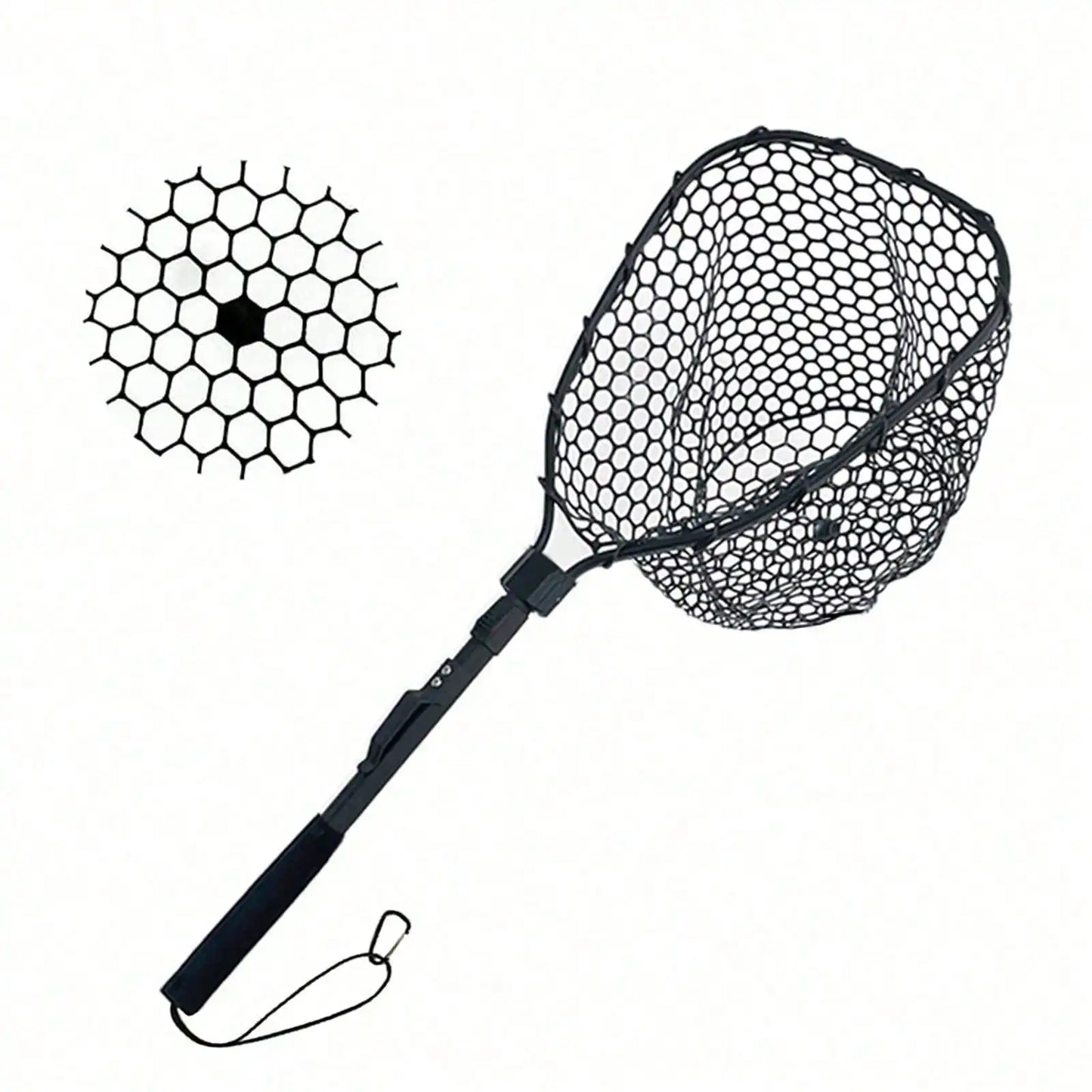 Rubber Fishing Net LargeFly Fsihing Net Extend To 29 Inche, Folding Landing Collapsible Aluminum Pole Handle With Deep Net For Fishing,Big Fishing Net For Freshwater And Saltwater,