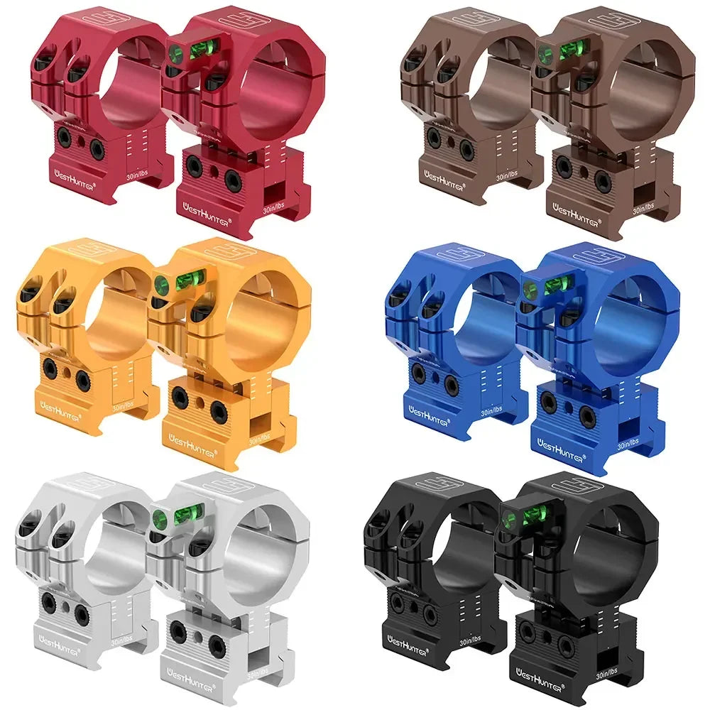 WestHunter Advanced Center Height Adjustable Picatinny Mount MOA and Elevation Adjust Bubble Level Rings for 34mm 30mm Tube