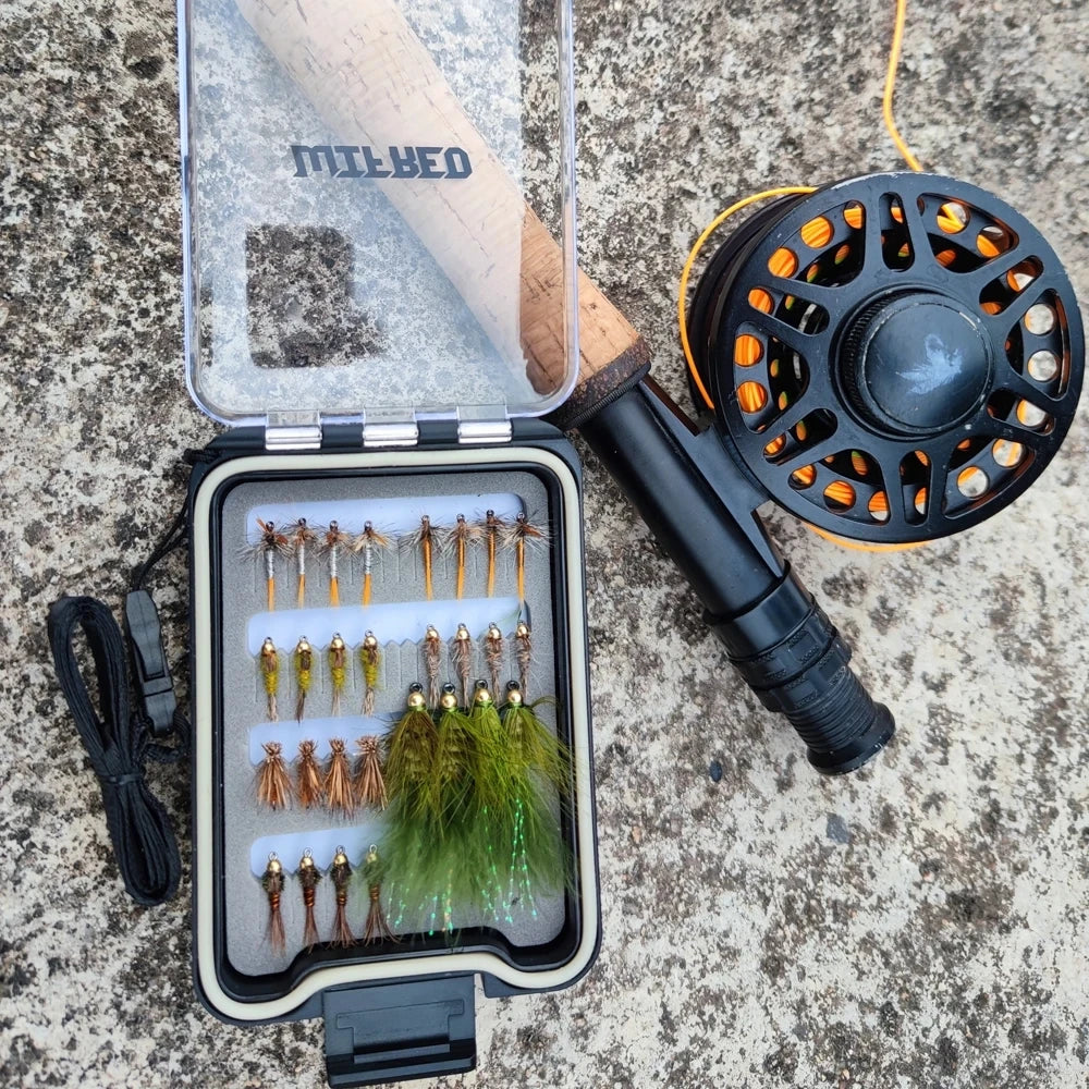 28pcs Flies Kit W/ Waterproof Box Adams Dry Fly Hare's Ear Nymph Elk Hair Caddis' Fly Woolly Bugger Streamer Trout Fishing Lures