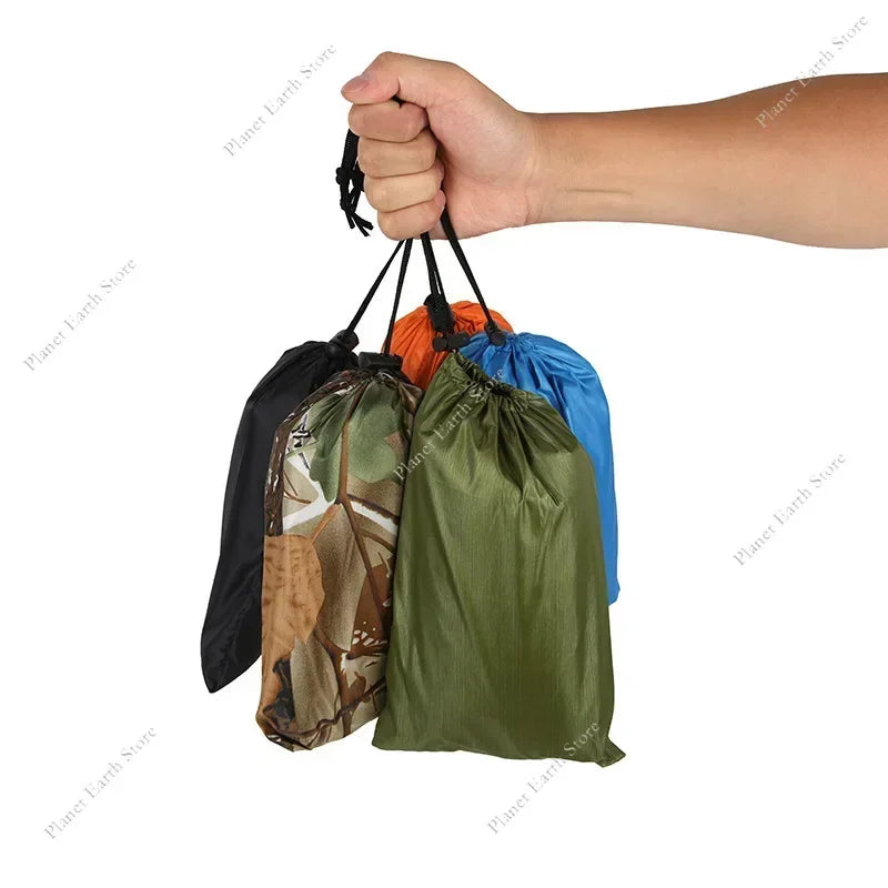 1PC Camo Waterproof Rain Poncho Hooded Raincoat for Camping Hiking Fishing Hunting Trekking Outdoor Emergency Cloak Cover Men Women Unisex