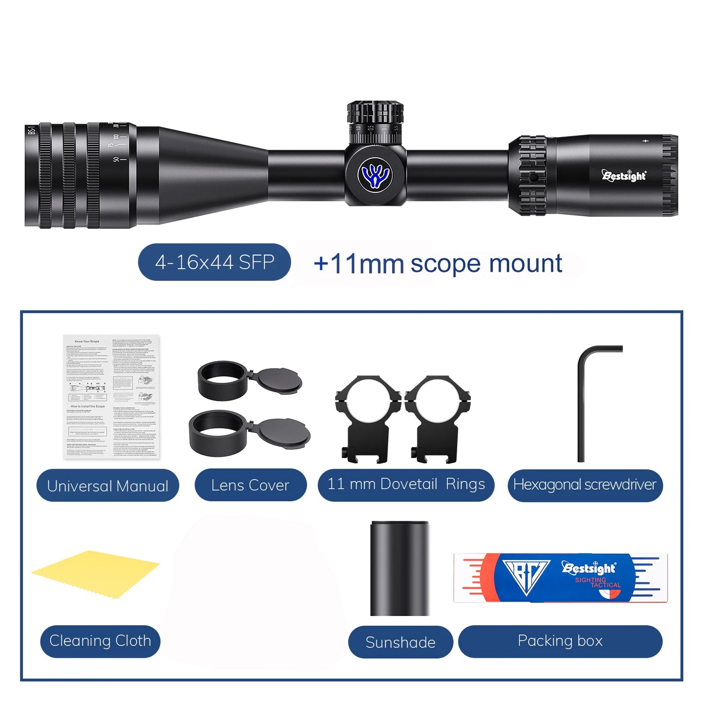 Tactical 4-16x44 AOE Scopes Hunting Scopes Tactical Air Luneta Para Rife De Caça Red Green Illuminated Sight
