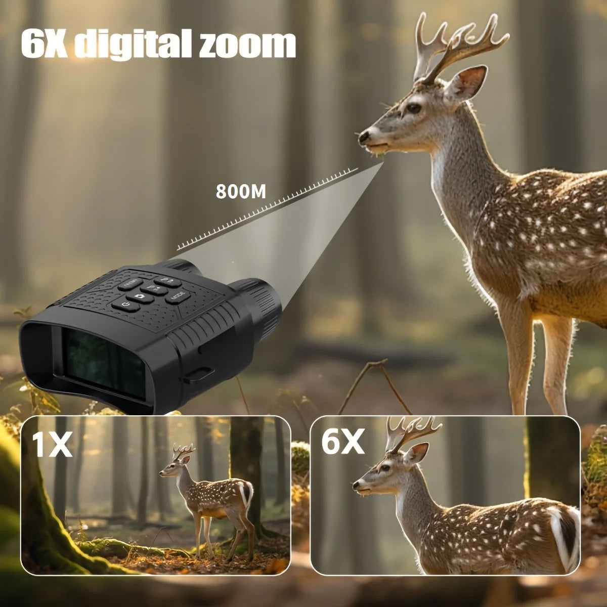 2.5K Digital Night Vision Monocular Camera 6X Digital Zoom Infrared Night Vision Goggles 800M Long Range View Rechargeable Night Vision Scope for Hunting Camping Wildlife Observation Security Surveillance