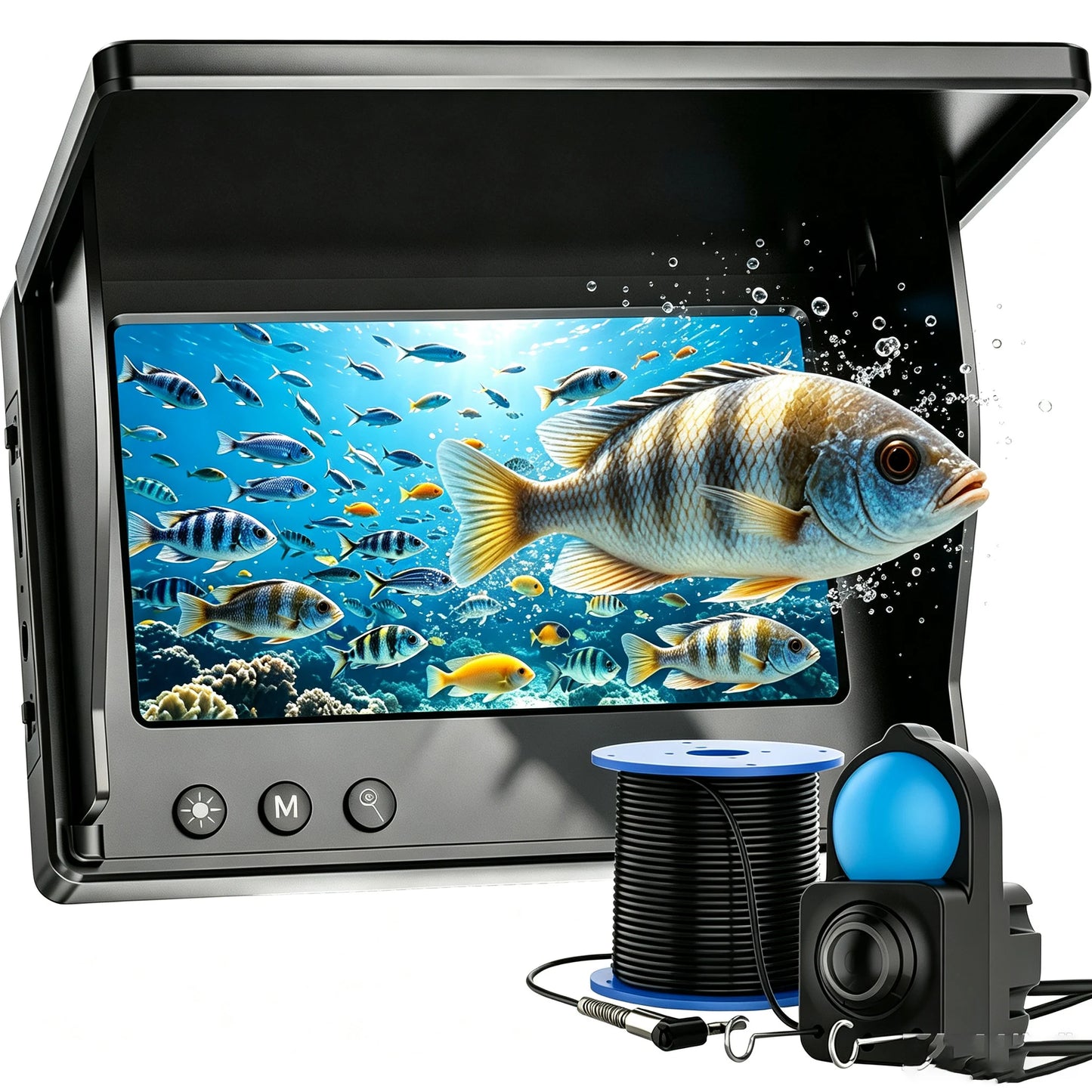 Fish Finder IP68 Waterproof Underwater Fishing Camera With Monitor Portable With Night Vision & Depth Finder For Ice Lake Sea