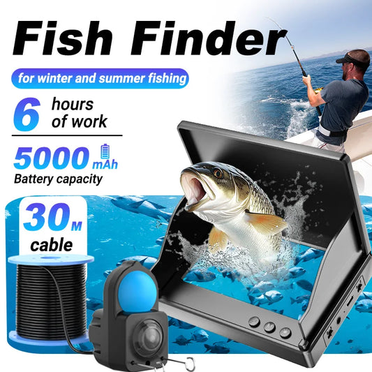 Fish Finder IP68 Waterproof Underwater Fishing Camera With Monitor Portable With Night Vision & Depth Finder For Ice Lake Sea