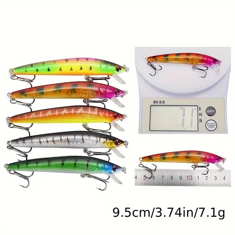 43pcs Minnow Fishing Lures Kit - Hard Bait Plastic Tackle Crank Baits