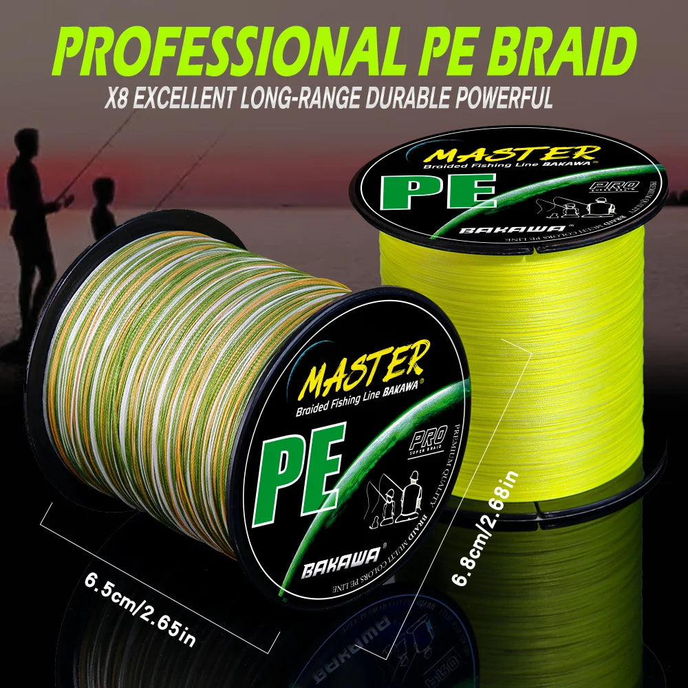 BAKAWA Braided Fishing Line X8 300M Japan PE Weave Multifilament Wire Carp Fishing Accessories Seawater and Saltwater Pesca