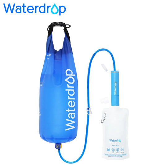 Waterdrop Gravity Water Filter Straw, Camping Water Filtration System, Water Purifier Survival for Travel, Backpacking and Emergency Preparedness, 1.5 gal Bag, 5 Stage Filtration, Pack of 1