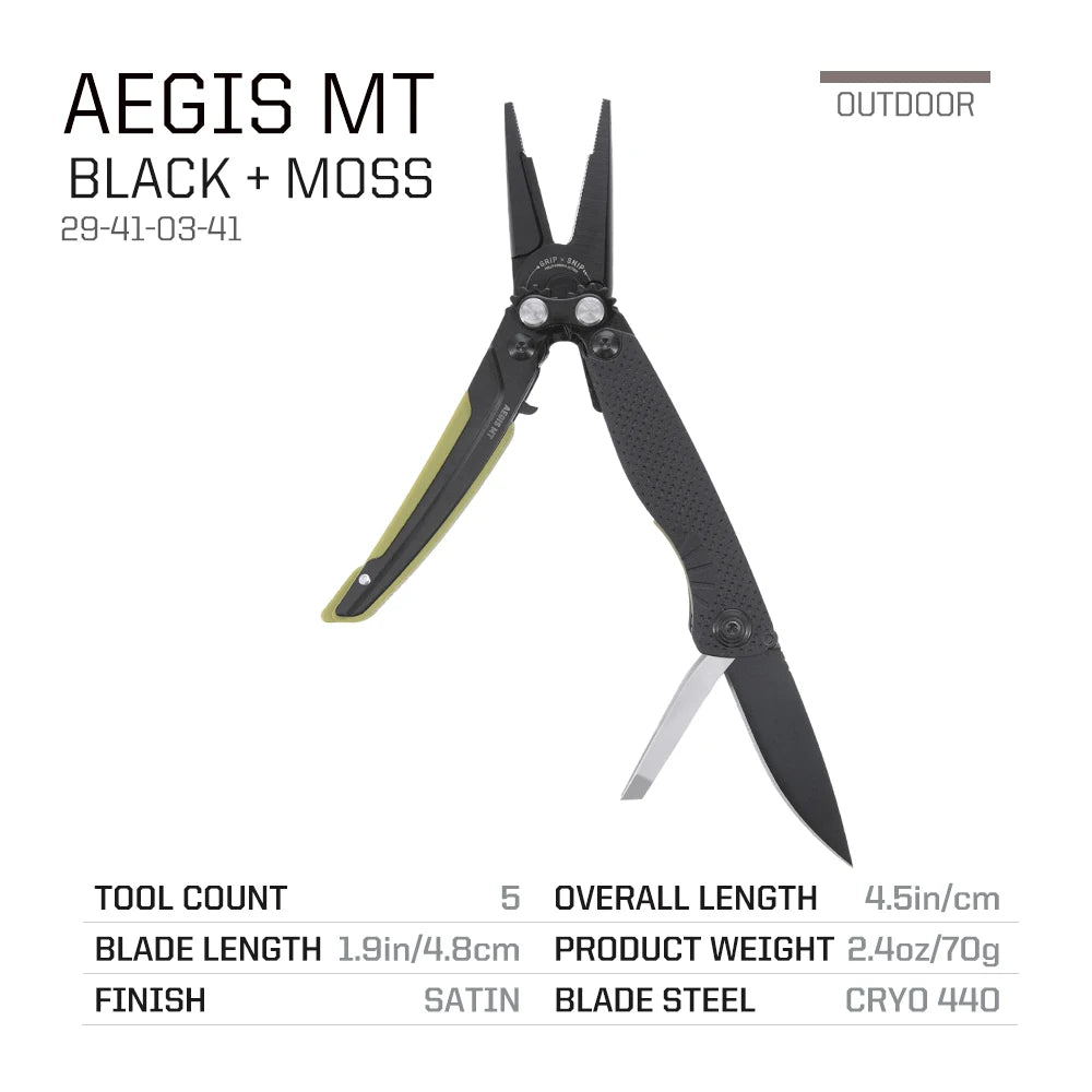 SOG 5 In 1 Aegis MT Mini Tactical Multi-tool Pliers Portable Ultralight EDC Pocket Gear With Precision Cutting Pliers Folding Knife Wire Cutter Tweezers Bottle Opener For Electrician Repair Camping Fishing DIY Small Outdoor S