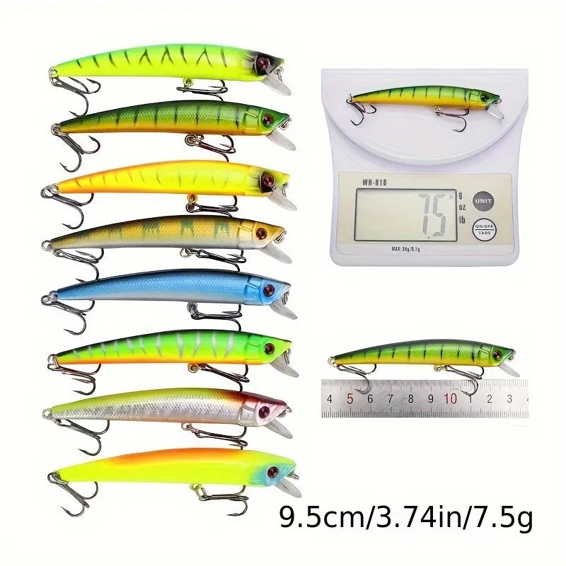 43pcs Minnow Fishing Lures Kit - Hard Bait Plastic Tackle Crank Baits