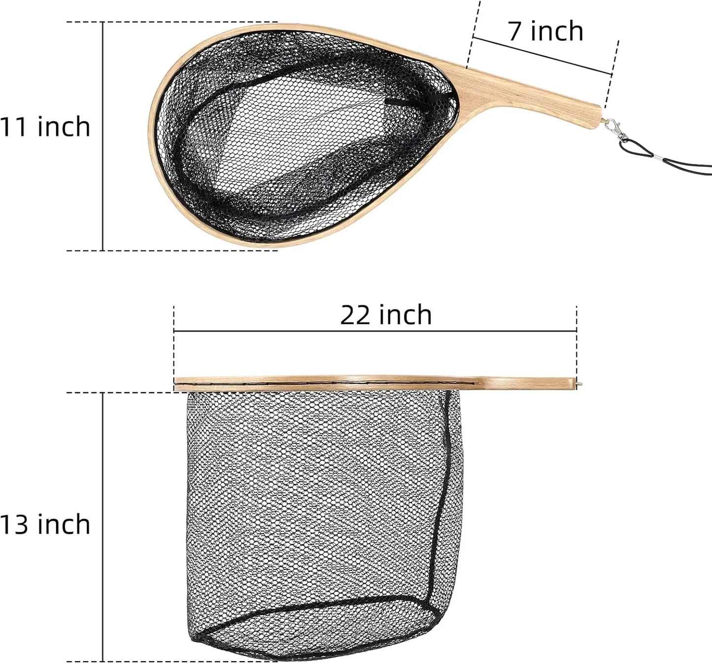 Wooden Fishing Nets with Handles Super Light Fishing Net Cast Net Tackle for Trout Bass Pike Fishing Tools Fly Fishing Lure Micro Fishing Stream Perch Small Net