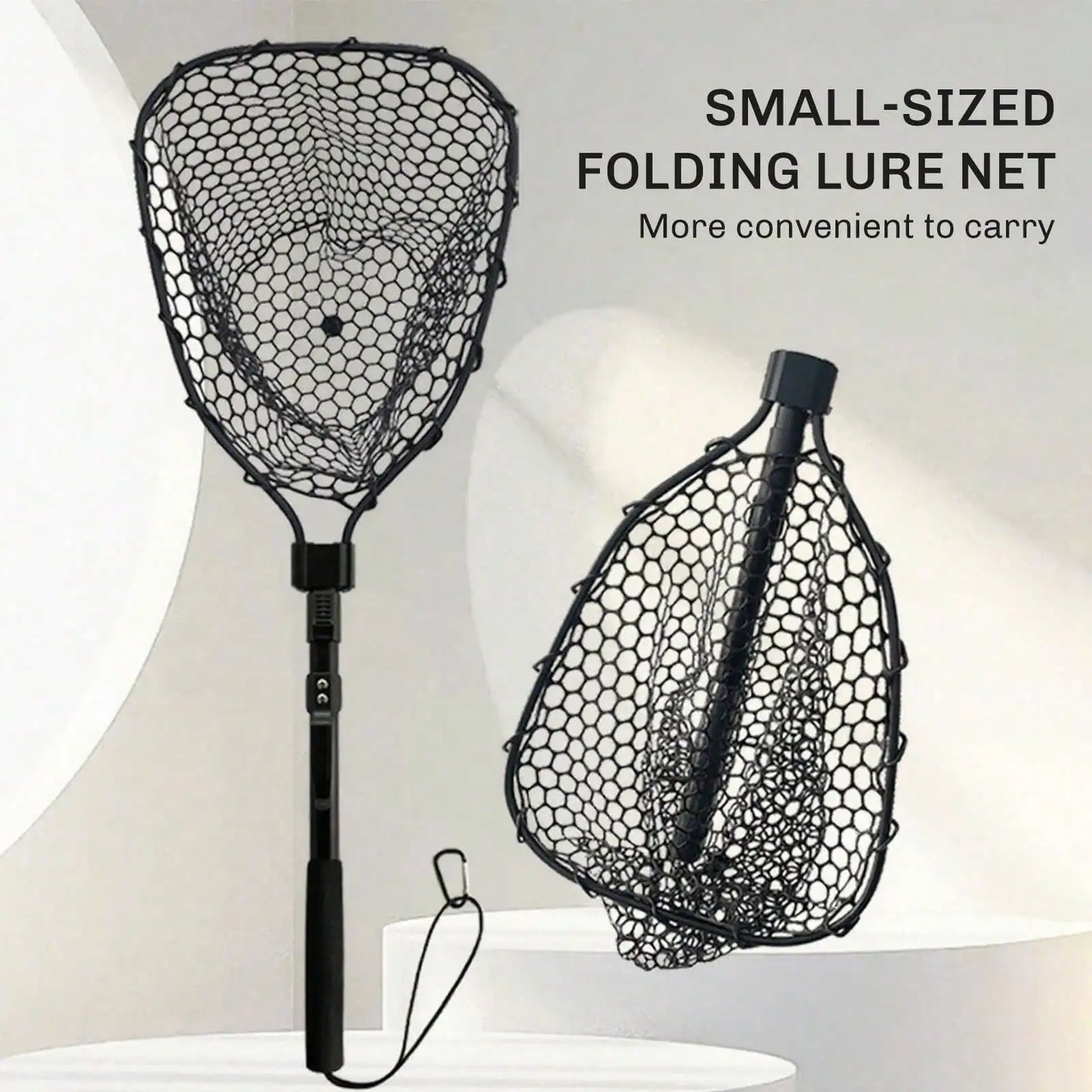 Rubber Fishing Net LargeFly Fsihing Net Extend To 29 Inche, Folding Landing Collapsible Aluminum Pole Handle With Deep Net For Fishing,Big Fishing Net For Freshwater And Saltwater,