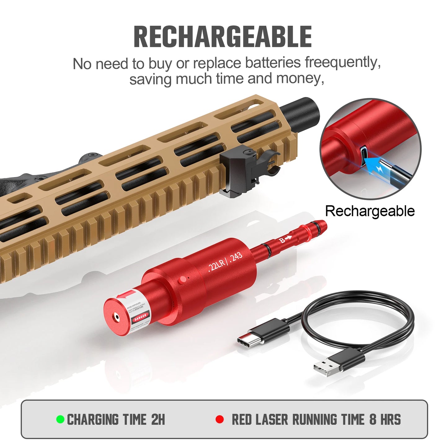 22LR 243 multifunctional magnetic red green light trainer, dual-purpose for training and calibration