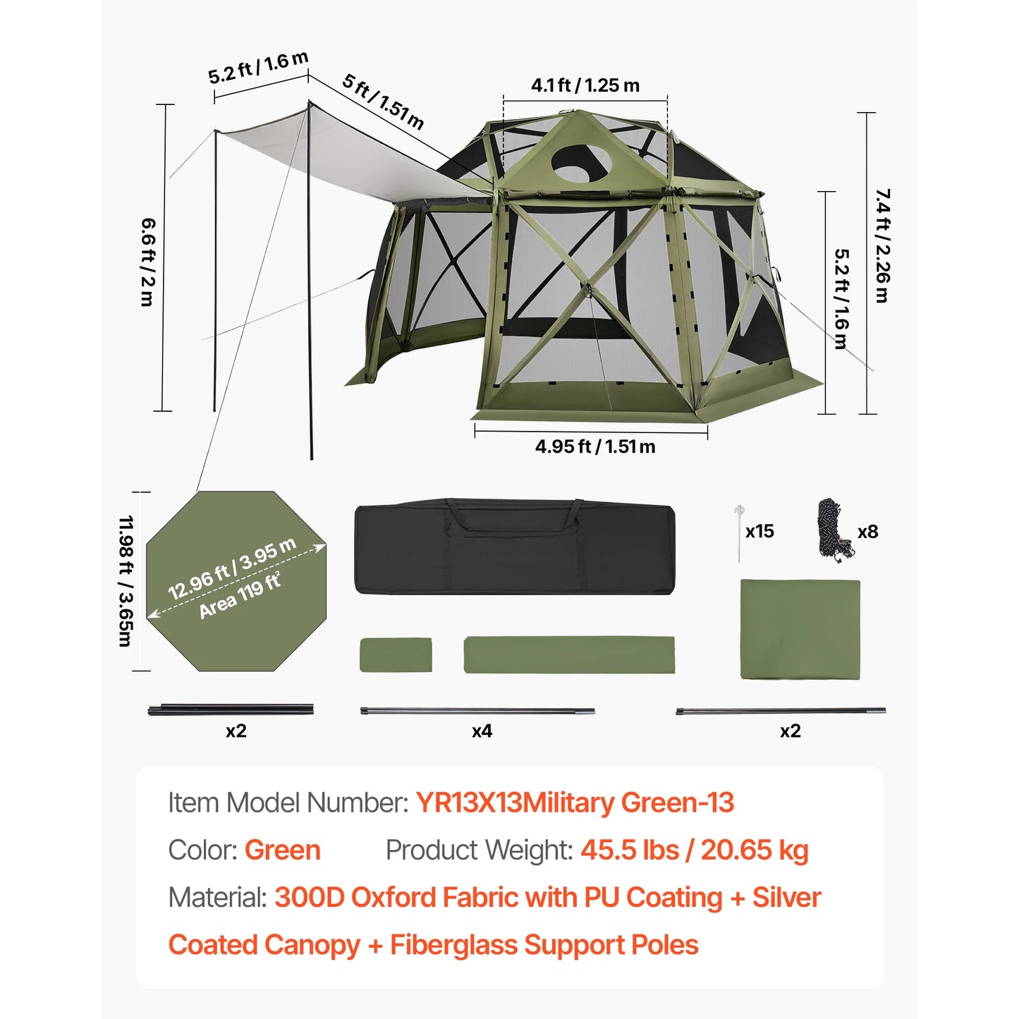 SucceBuy Pop up Gazebo Screen Tent Camping Canopy Tent w/ Removable Top&Carry Bag Quick-Set&Bite-Proof Screen House Sun Shelter