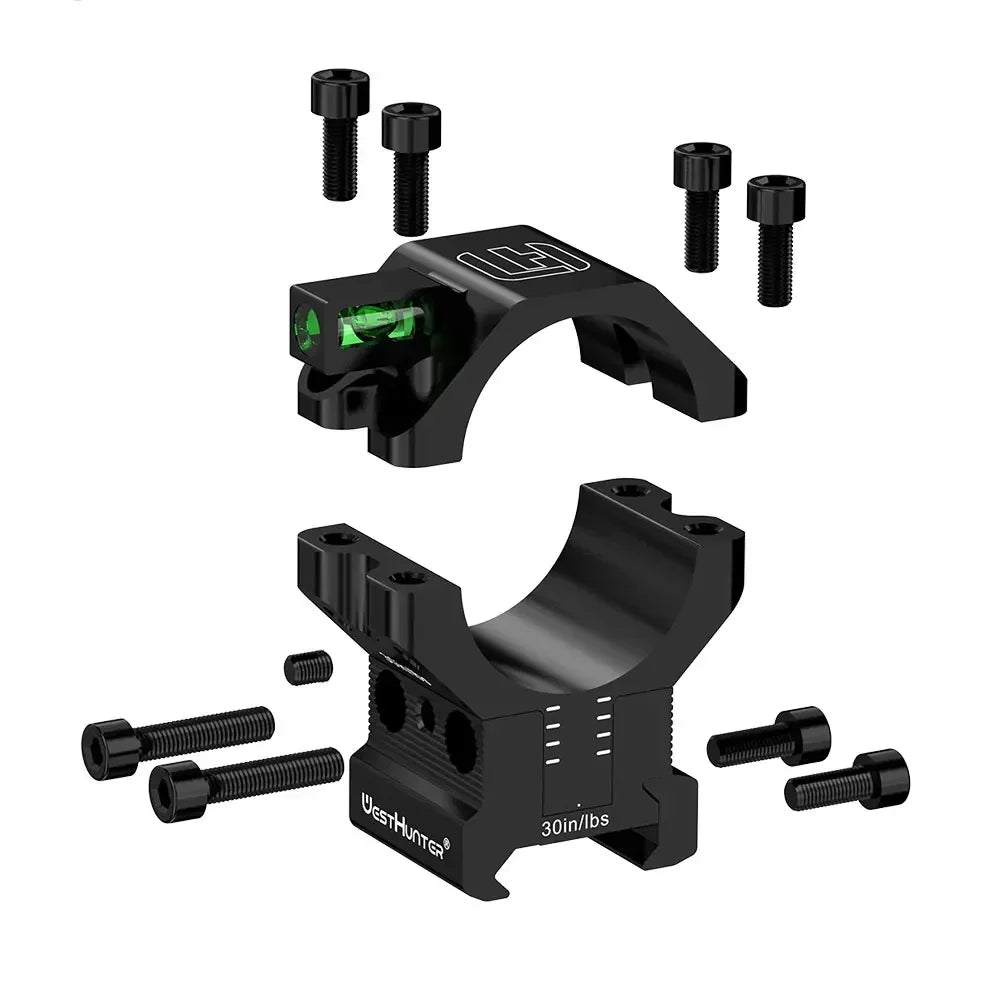 WestHunter Advanced Center Height Adjustable Picatinny Mount MOA and Elevation Adjust Bubble Level Rings for 34mm 30mm Tube