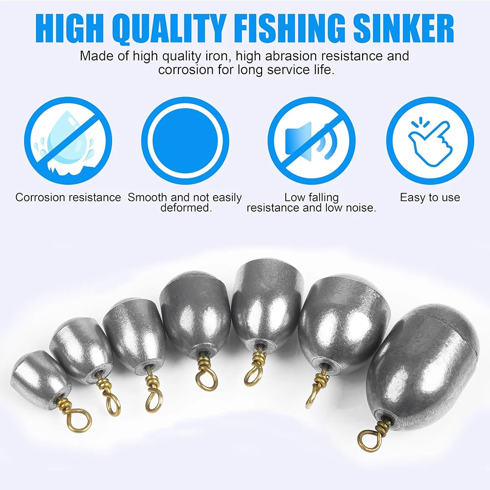 15Pcs Iron Fishing Weights Sinkers Kit Bass Casting Sinkers Weights Drop Shot Catfish Weights Sinkers for Saltwater Freshwater