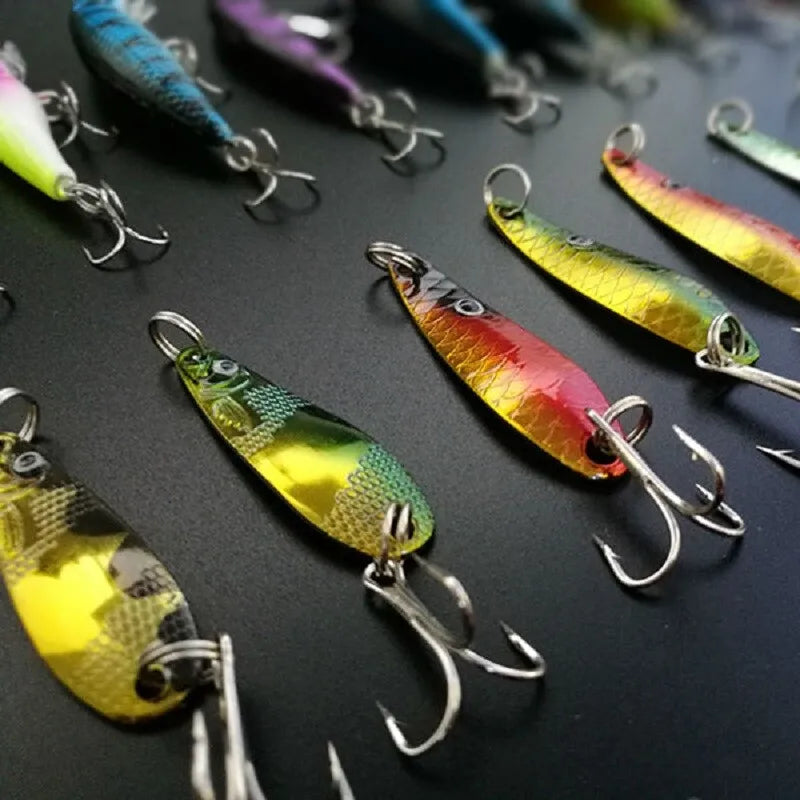 30pcs Fishing Lures Kit - Premium ABS & Iron Spinner Baits for Bass, Trout