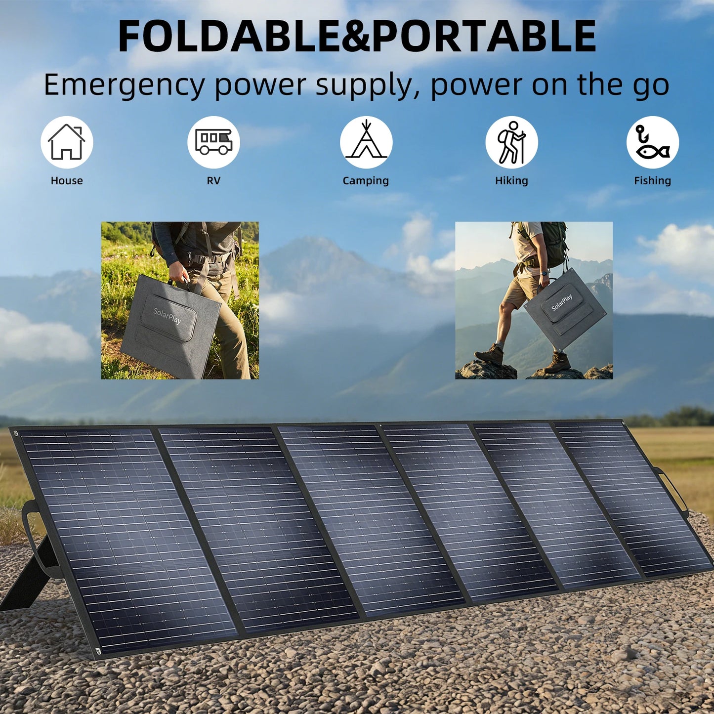 SOLARPLAY 400W Foldable Solar Panel High-Efficiency Solar Module Solar Charger with Solar Output for RV Off-Grid Boat Home Camp