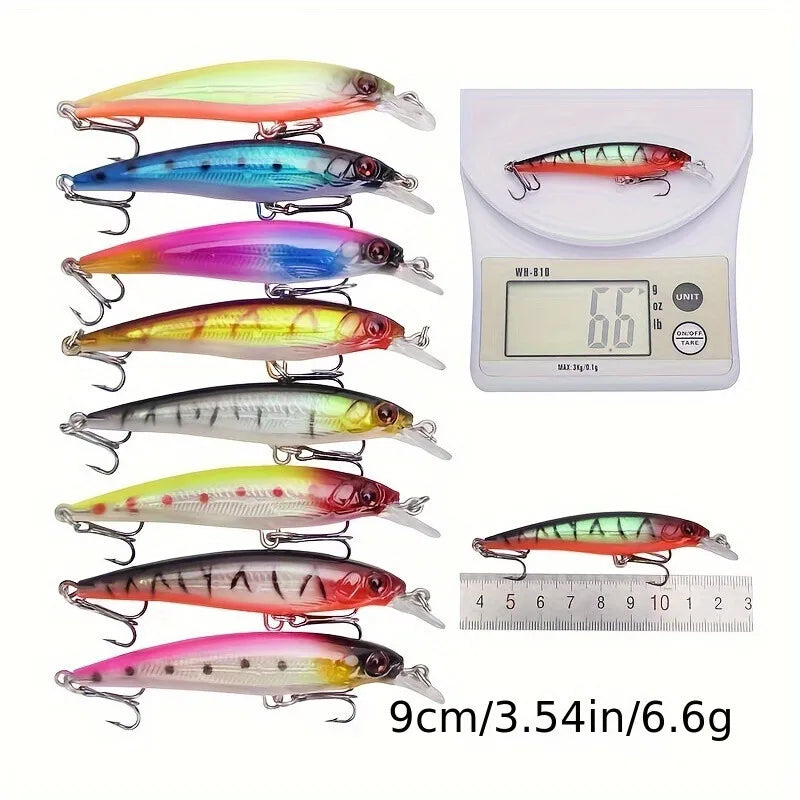 43pcs Minnow Fishing Lures Kit - Hard Bait Plastic Tackle Crank Baits