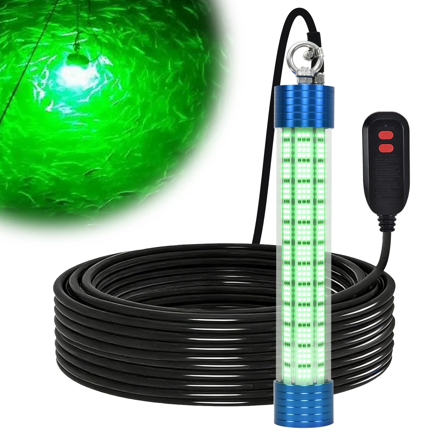 4000LM Green Underwater Fishing Light, 50W 12V LED Power Clamp/Cigarette Lighter with 50ft Cable, IP68 Submersible Light Attractants for Night Fishing, Dock, Boat or Kayak
