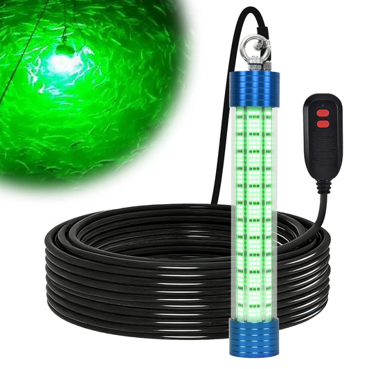 4000LM Green Underwater Fishing Light, 50W 12V LED Power Clamp/Cigarette Lighter with 50ft Cable, IP68 Submersible Light Attractants for Night Fishing, Dock, Boat or Kayak