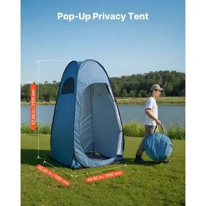 2-Person Camping Shower Tent Portable Privacy Dressing Room with Carry Bag 150D Oxford Fabric Silver Coating Changing Toilet Shelter Foldable Pop Up with Ground Stakes Ropes Outdoor Hiking Beach Fishing
