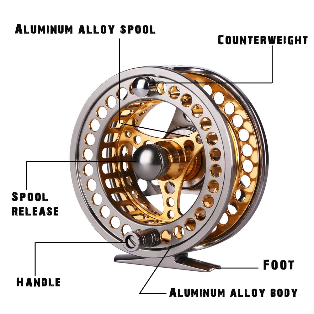 Sougayilang Fly Fishing Reel Large Arbor 2+1 BB with CNC-machined Aluminum Alloy Body and Spool Fly Reels Pesca