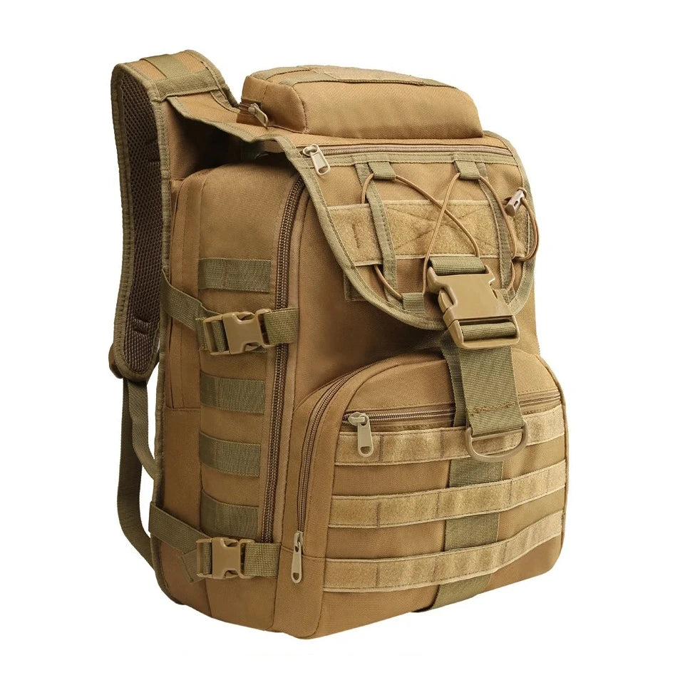35L Fishing Tackle Backpack with MOLLE System & Multiple Sub-Pockets, Water-Resistant Outdoor Rucksack for Freshwater Saltwater Kayak River Angling Gear
