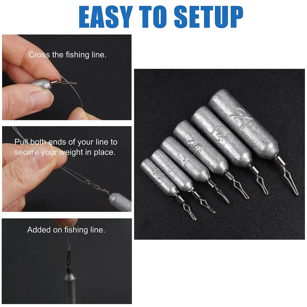 Drop Shot Fishing Weights, Pencil Weights Fising Sinkers No Snag Drop Shot Rig Skinny Sinkers for Bass Saltwater Freshwater