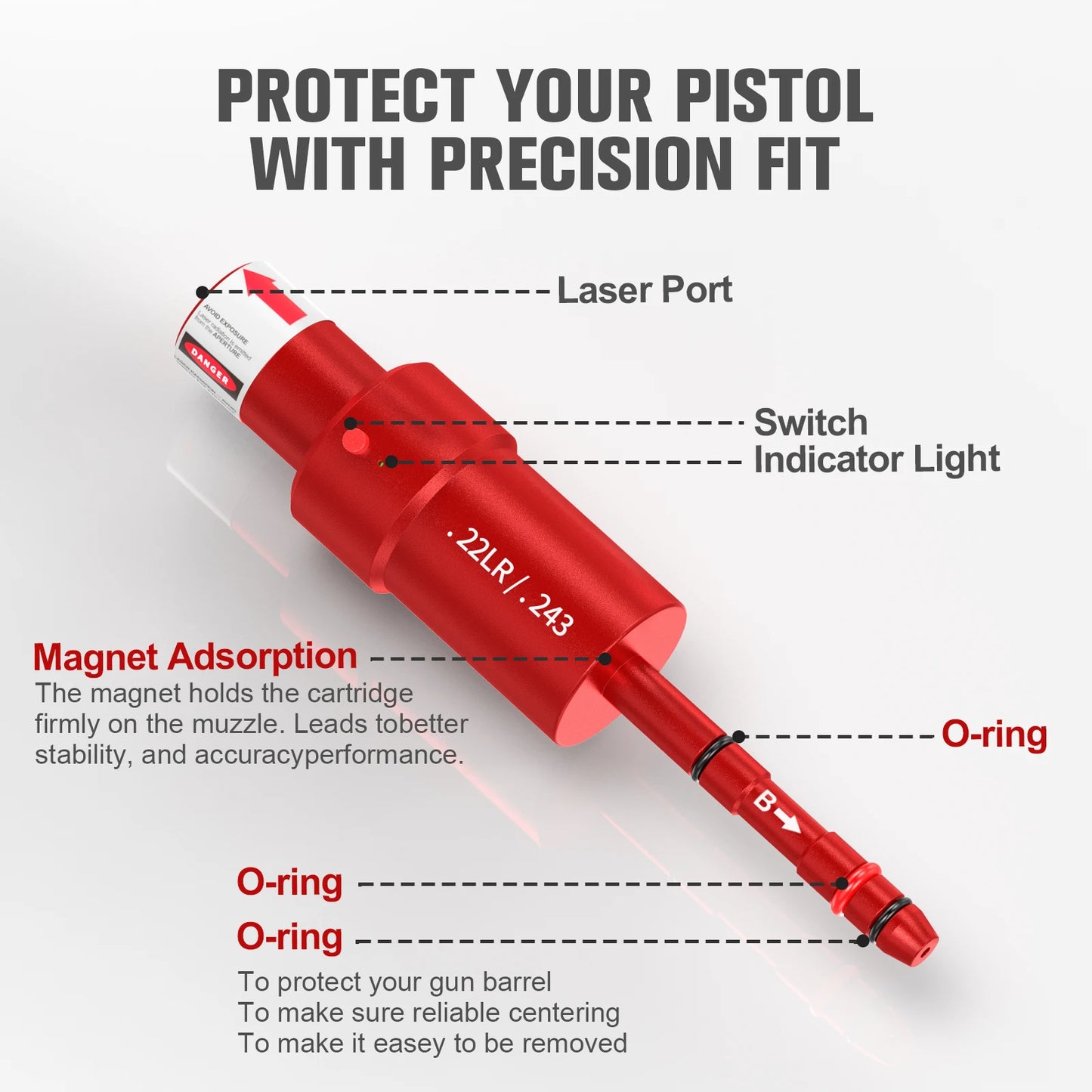 22LR 243 multifunctional magnetic red green light trainer, dual-purpose for training and calibration