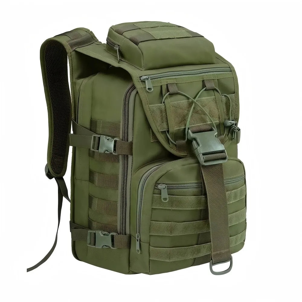 35L Fishing Tackle Backpack with MOLLE System & Multiple Sub-Pockets, Water-Resistant Outdoor Rucksack for Freshwater Saltwater Kayak River Angling Gear