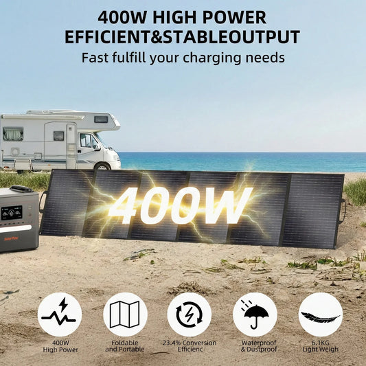 SOLARPLAY 400W Foldable Solar Panel High-Efficiency Solar Module Solar Charger with Solar Output for RV Off-Grid Boat Home Camp