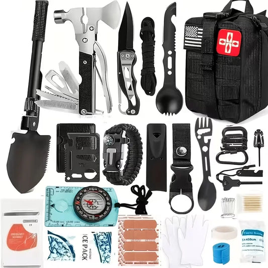 258-Piece Emergency Survival Kit Portable Travel First Aid Kit Car Camping Gear Tactical Hiking EVA Bag Office Boat Accident Pack