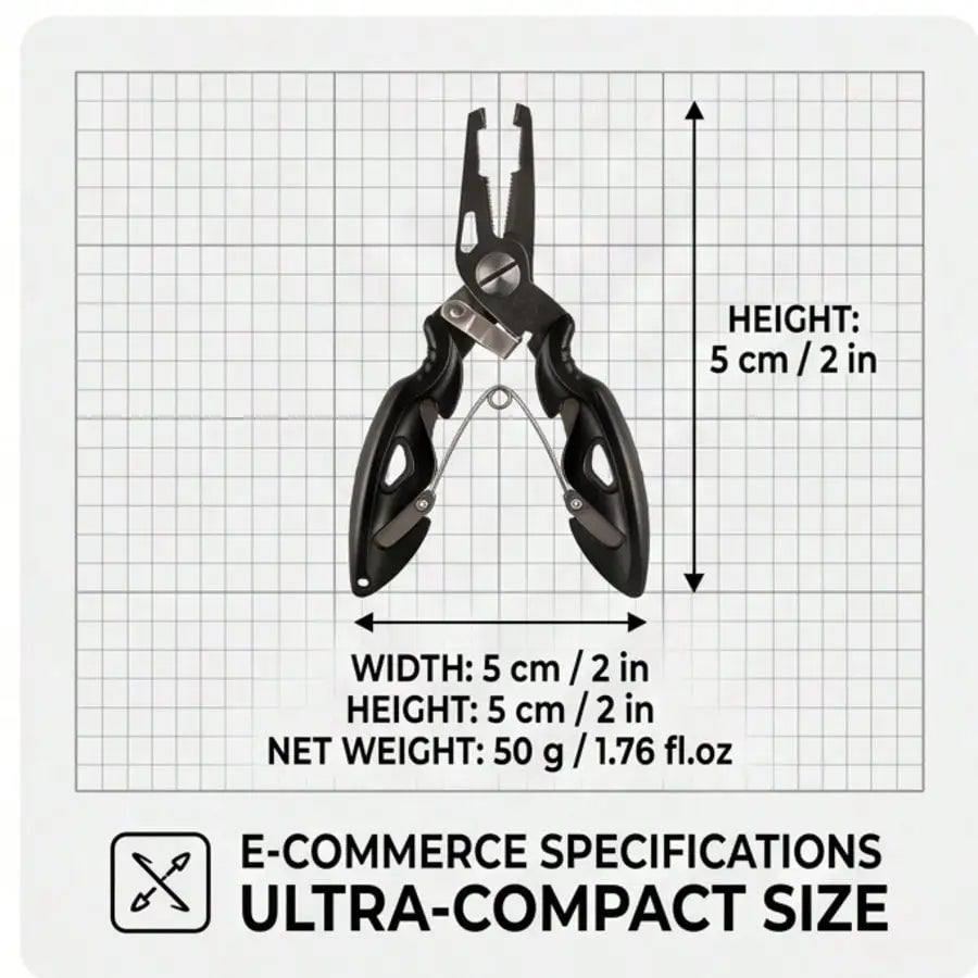 1PCS Black Fishing Pliers, With A Locking Mechanism, Ergonomic Handle, And High-Strength Reset Spring