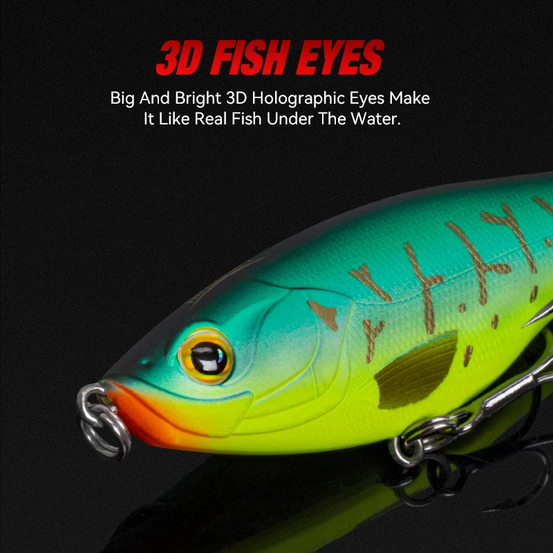 Kingdom 3PCS Topwater Lure Set 90mm/11g & 110mm/17g Artificial Popper Whopper Plopper Hard Wobblers for Bass Trout Pike Zander Fishing