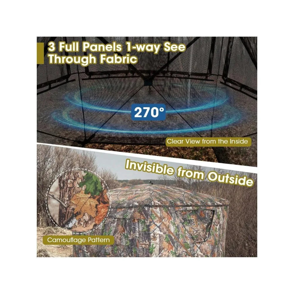 Universal Pop Up Hunting Blind Ground Tent for 2-3 Person Portable Easy Setup with Carry Bag Storage Pocket 360 Degree Camouflage Window Mesh Panels Realtree Xtra Pattern for Deer Turkey Waterfowl Shooting