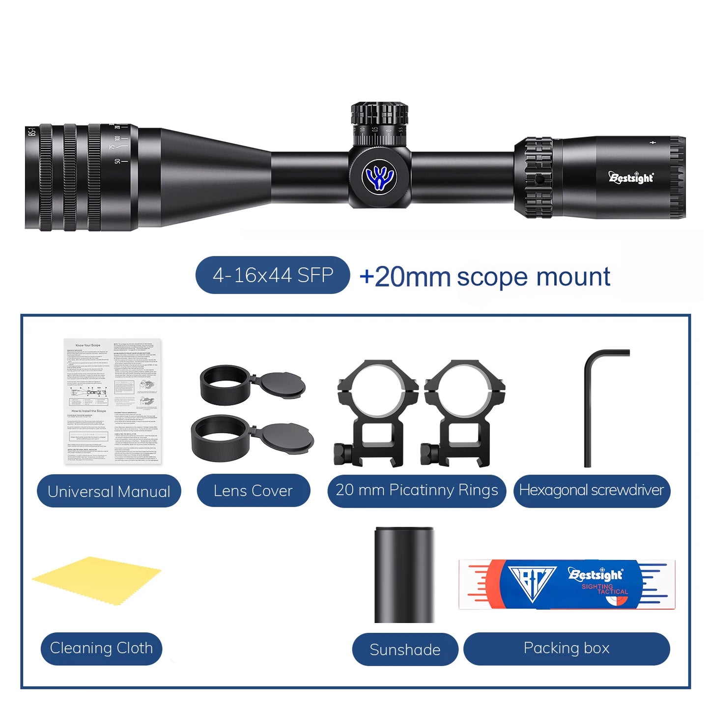 Tactical 4-16x44 AOE Scopes Hunting Scopes Tactical Air Luneta Para Rife De Caça Red Green Illuminated Sight
