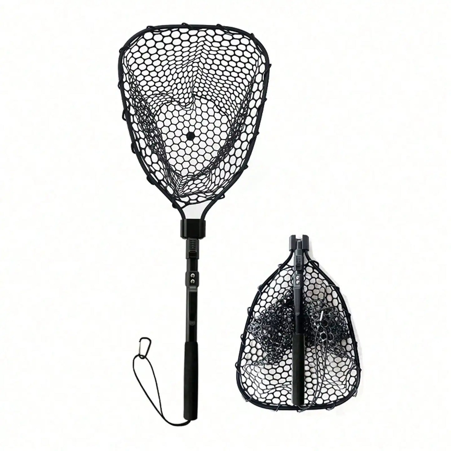 Rubber Fishing Net LargeFly Fsihing Net Extend To 29 Inche, Folding Landing Collapsible Aluminum Pole Handle With Deep Net For Fishing,Big Fishing Net For Freshwater And Saltwater,