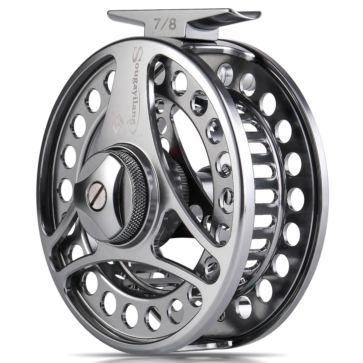 Sougayilang Multicolor Fly Fishing Reel CNC Aluminium Alloy Spool with Non-Slip Drag Knob Brake Disc for Better Fishing Pesca
