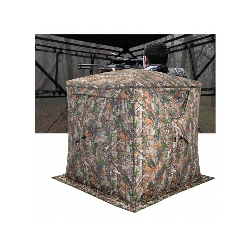 Universal Pop Up Hunting Blind Ground Tent for 2-3 Person Portable Easy Setup with Carry Bag Storage Pocket 360 Degree Camouflage Window Mesh Panels Realtree Xtra Pattern for Deer Turkey Waterfowl Shooting