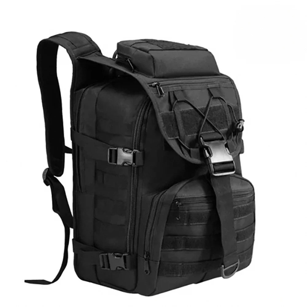 35L Fishing Tackle Backpack with MOLLE System & Multiple Sub-Pockets, Water-Resistant Outdoor Rucksack for Freshwater Saltwater Kayak River Angling Gear
