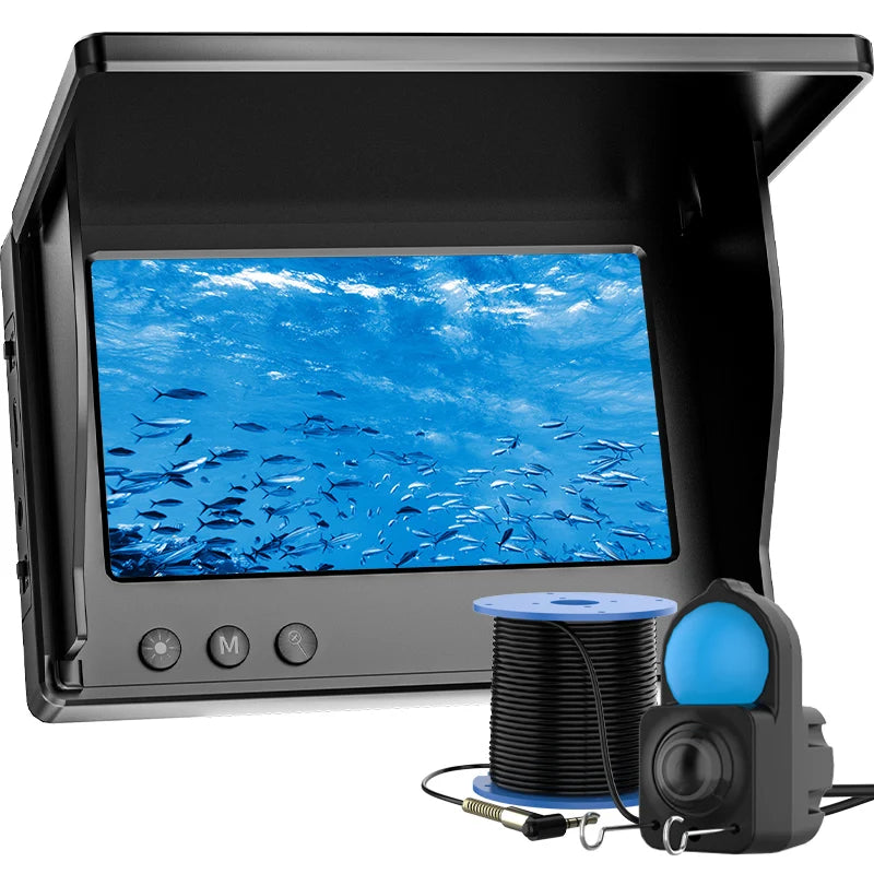 Fish Finder IP68 Waterproof Underwater Fishing Camera With Monitor Portable With Night Vision & Depth Finder For Ice Lake Sea