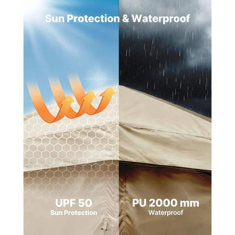 2-Person Camping Shower Tent Portable Privacy Dressing Room with Carry Bag 150D Oxford Fabric Silver Coating Changing Toilet Shelter Foldable Pop Up with Ground Stakes Ropes Outdoor Hiking Beach Fishing