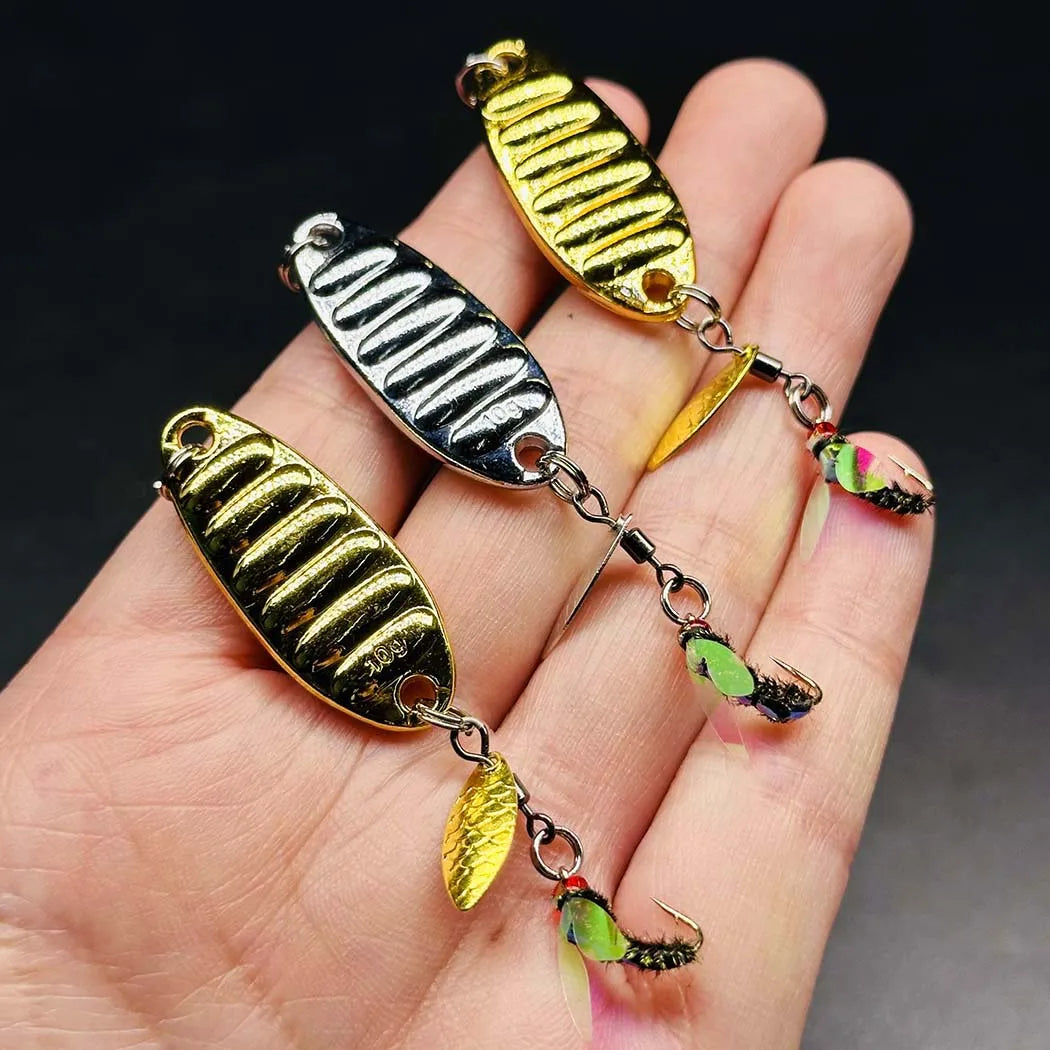 12Pieces Fly Fishing Files Sequin Kit #6-#10-#16 Handmade Dry Wet Nymphs Streamers Fly Fishing Lures for Trout Salmon with Fly Box