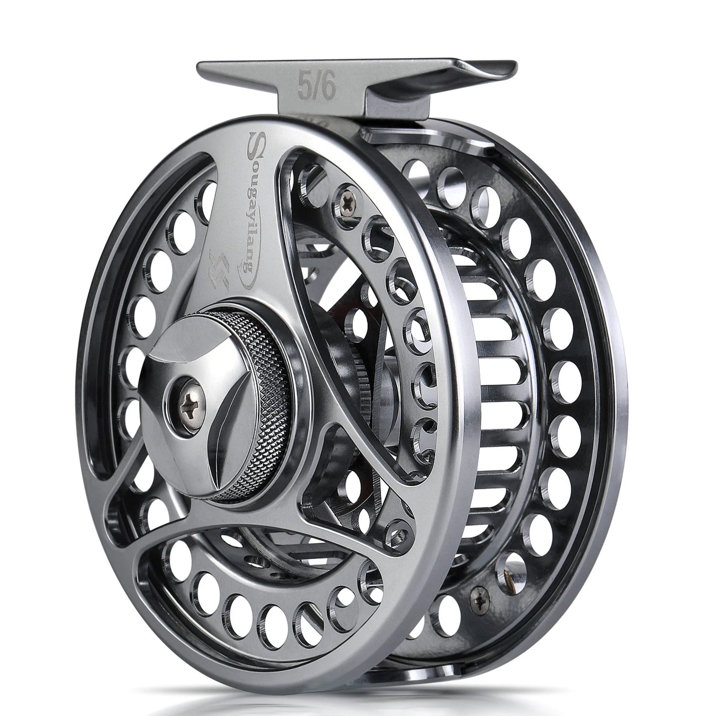 Sougayilang Multicolor Fly Fishing Reel CNC Aluminium Alloy Spool with Non-Slip Drag Knob Brake Disc for Better Fishing Pesca