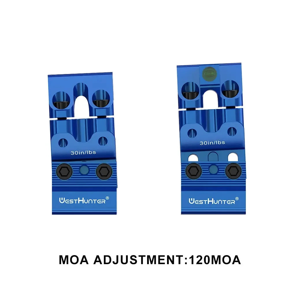 WestHunter Advanced Center Height Adjustable Picatinny Mount MOA and Elevation Adjust Bubble Level Rings for 34mm 30mm Tube