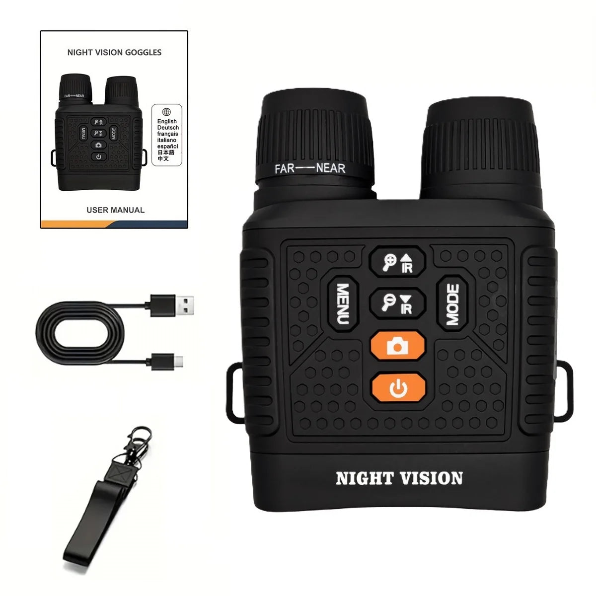2.5K Digital Night Vision Monocular Camera 6X Digital Zoom Infrared Night Vision Goggles 800M Long Range View Rechargeable Night Vision Scope for Hunting Camping Wildlife Observation Security Surveillance