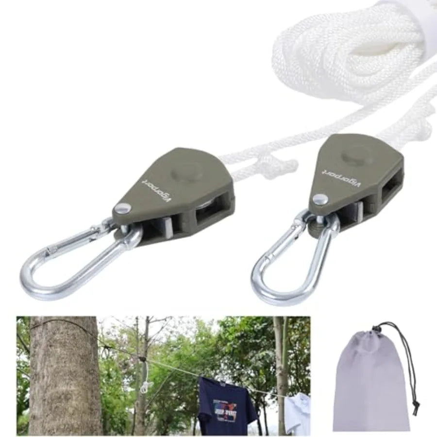 Retractable Travel Clothesline, Portable Clothes Line Heavy Duty Rope Pully System with Carabiner for Outdoor Camping, Cruise S