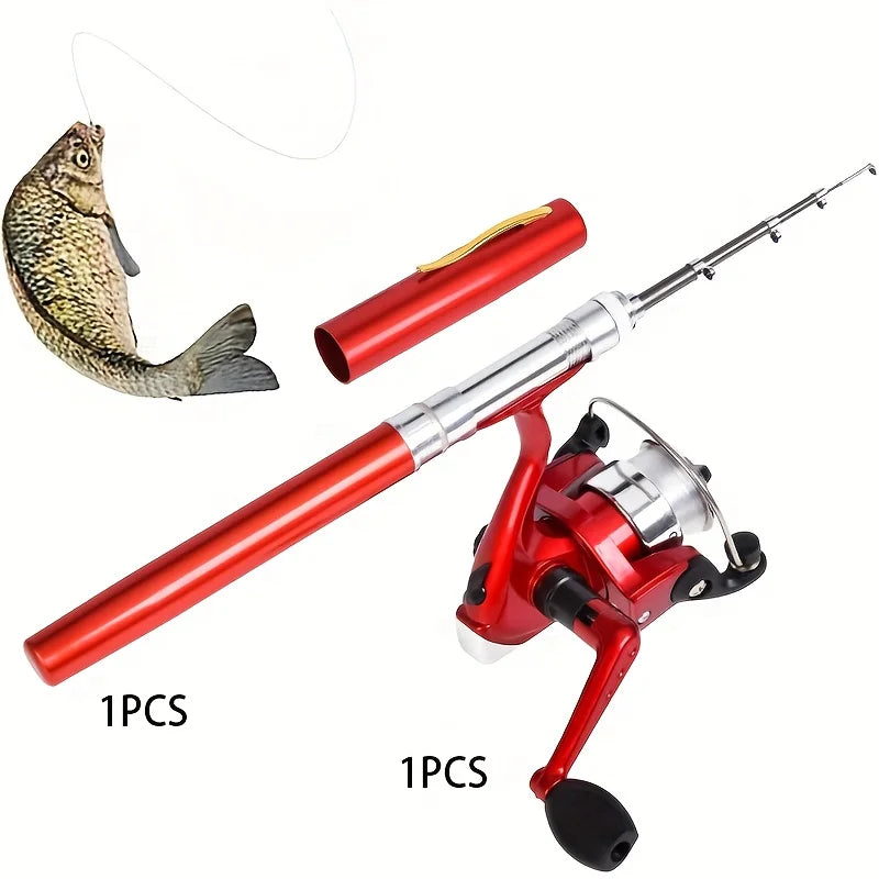 Pen Fishing Rod and Reel Combos Spinning Wheel Travel Rod Set 1M Mini Pocket Ice Rod with Reel for for Fly Fish Sea Saltwater