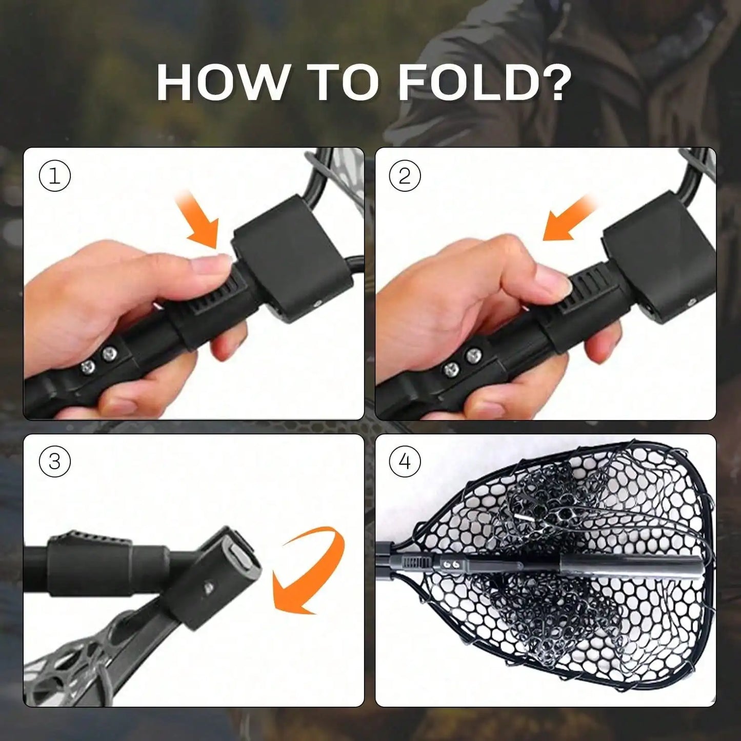 Rubber Fishing Net LargeFly Fsihing Net Extend To 29 Inche, Folding Landing Collapsible Aluminum Pole Handle With Deep Net For Fishing,Big Fishing Net For Freshwater And Saltwater,